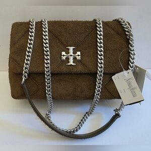 Tory Burch Olive Suede Quilted Shoulder Bag